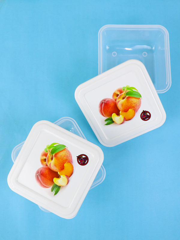 Pack of 2 Plastic Food Storage Box Peach