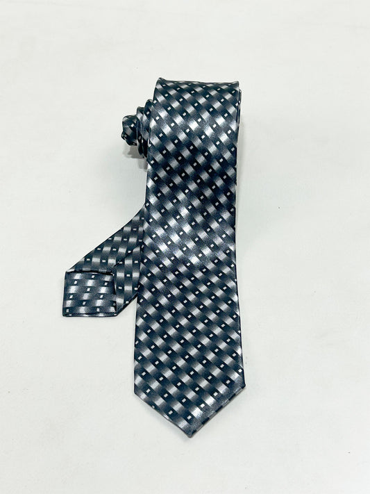 Navy Silver Diamond Pattern Formal Party Wear Tie For Men MPT41