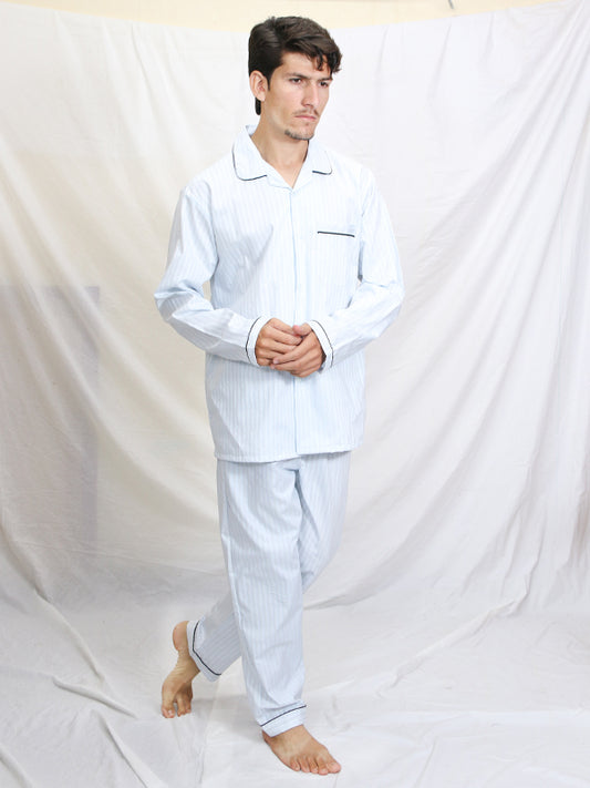 AN Men's 100% Cotton Night Suit White BB Multi Lines