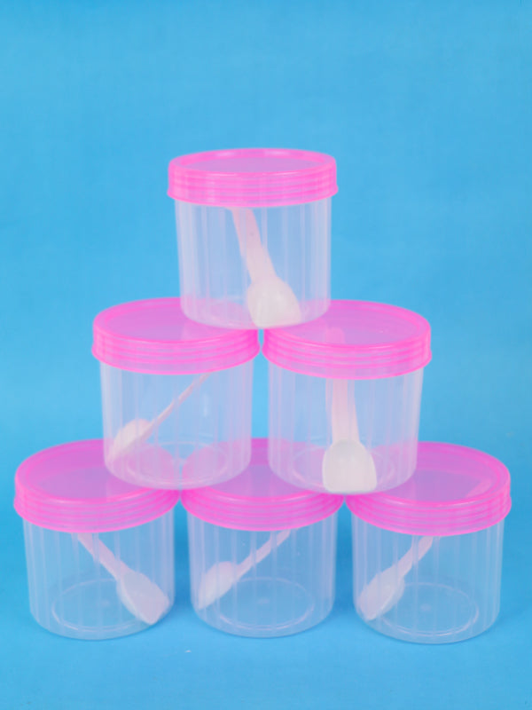 Pack of 6 Kitchen Jars with Lid & Spoons Pink