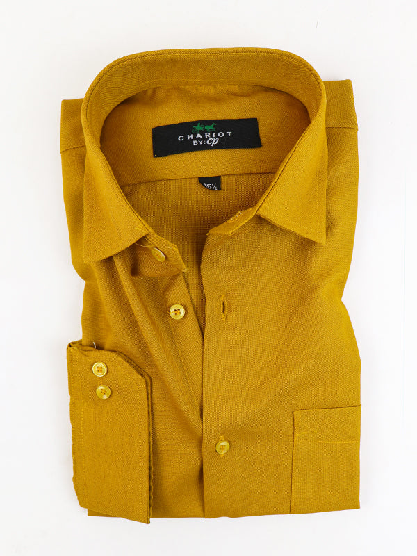 Z Men's Plain Chambray Formal Dress Shirt Mustard
