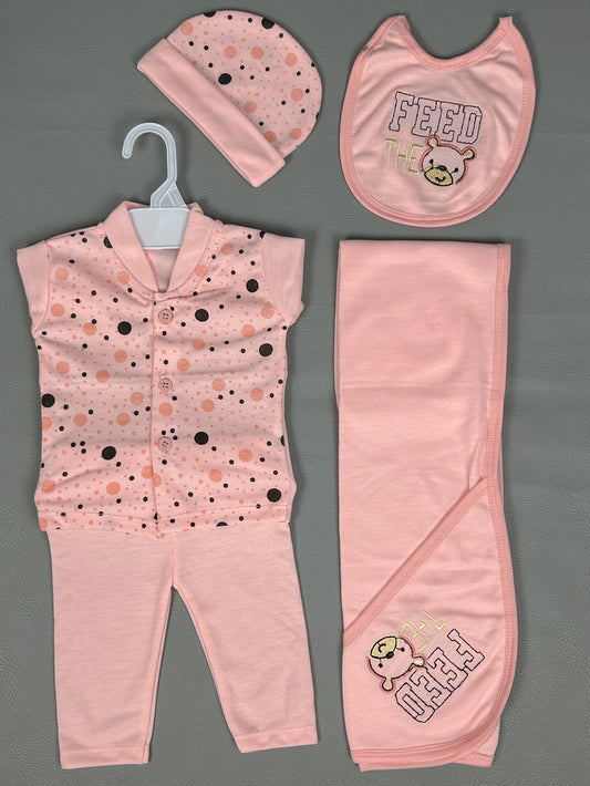 0Mth - 3Mth Feed Light Pink 5Pcs Gift Set For Newborn HG NBGS160