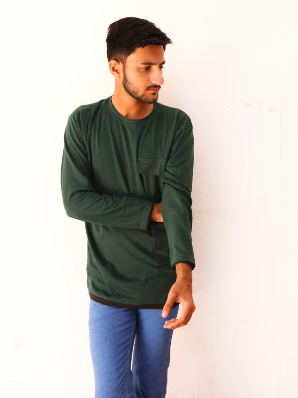 Green Full Sleeve Printed T-Shirt For Men SN MTS78