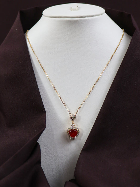 Heart Shaped Pendant Necklace Red