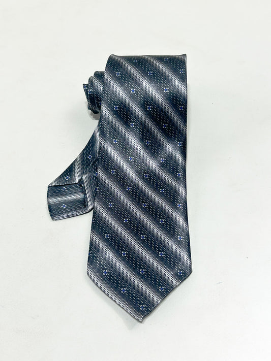 Navy Silver Diagonal Pattern Formal Party Wear Tie For Men MPT42