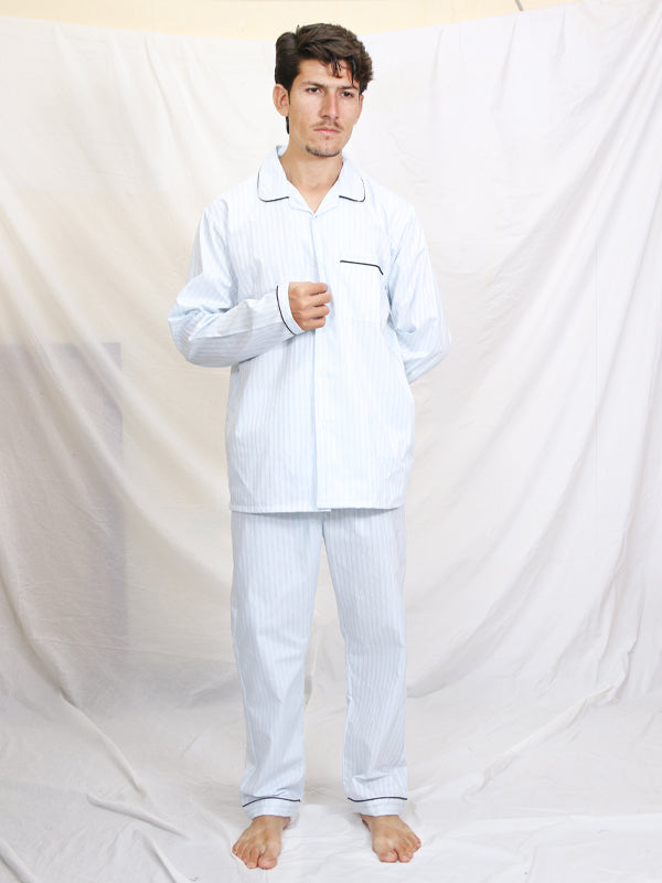 AN Men's Night Suit White BB Multi Lines