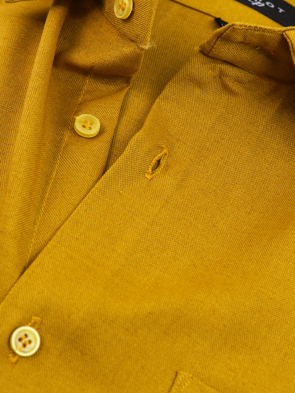 Z Men's Plain Chambray Formal Dress Shirt Mustard