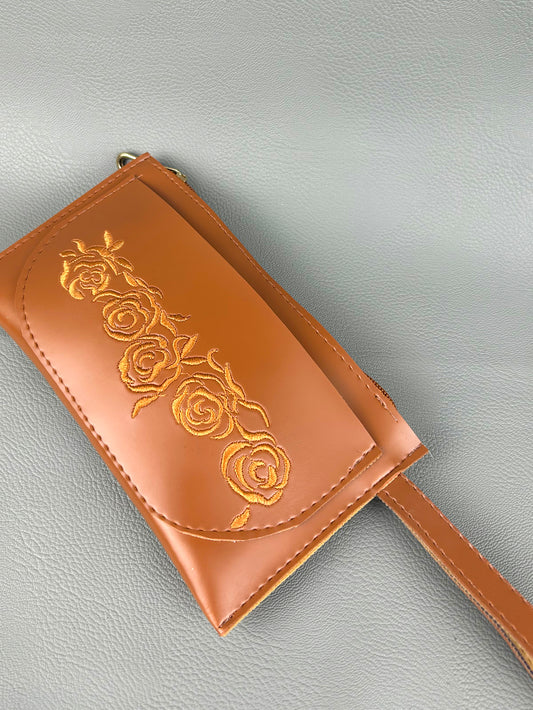 Caramel Brown Hand Pouch For Women's WHB79