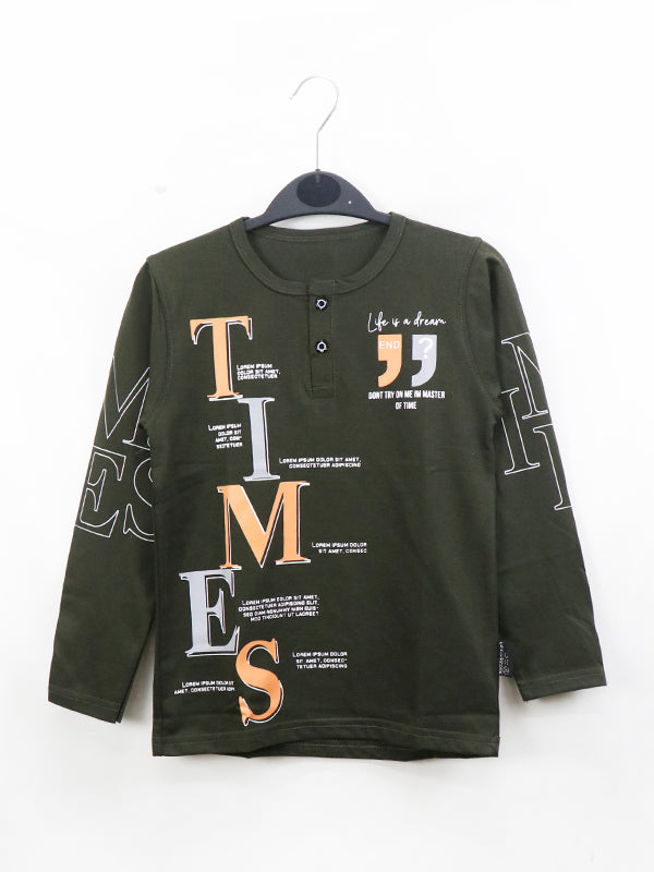 ATT Boys T-Shirt 5Yrs - 10 Yrs Times Dark Green