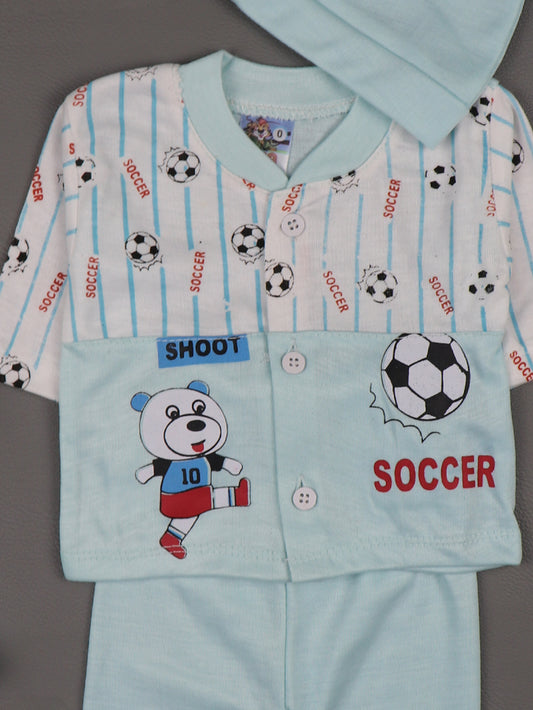 0Mth - 3Mth Soccer Sky Blue Baba Suit For Newborns HG NBS275