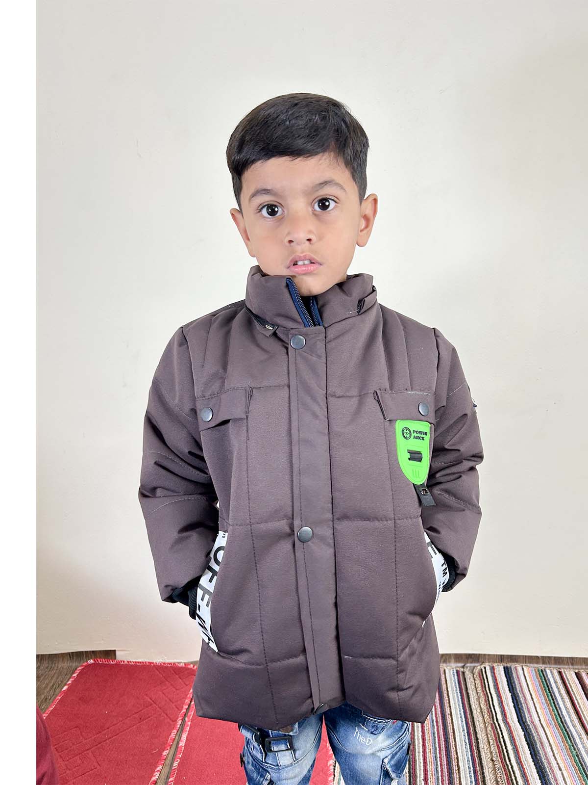 5Yrs - 10Yrs Brown Puffer Jacket For Kids KJ43