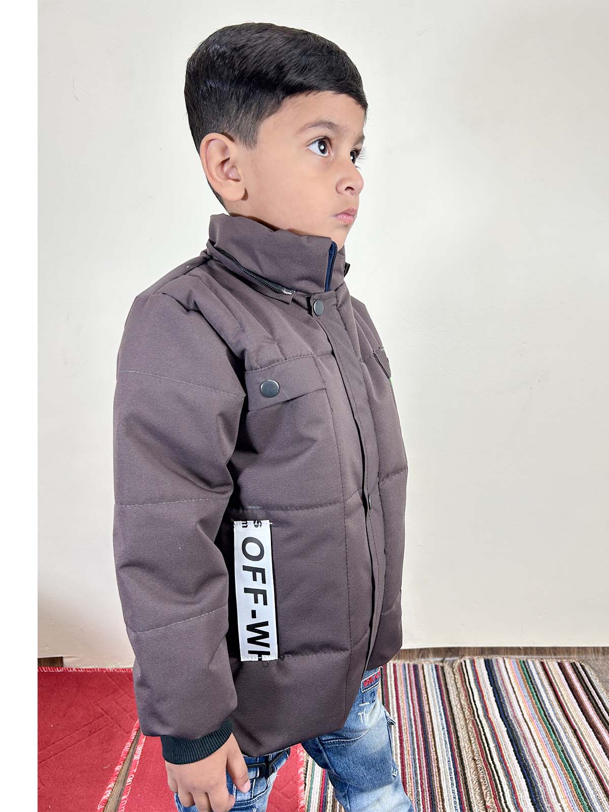 5Yrs - 10Yrs Brown Puffer Jacket For Kids KJ43