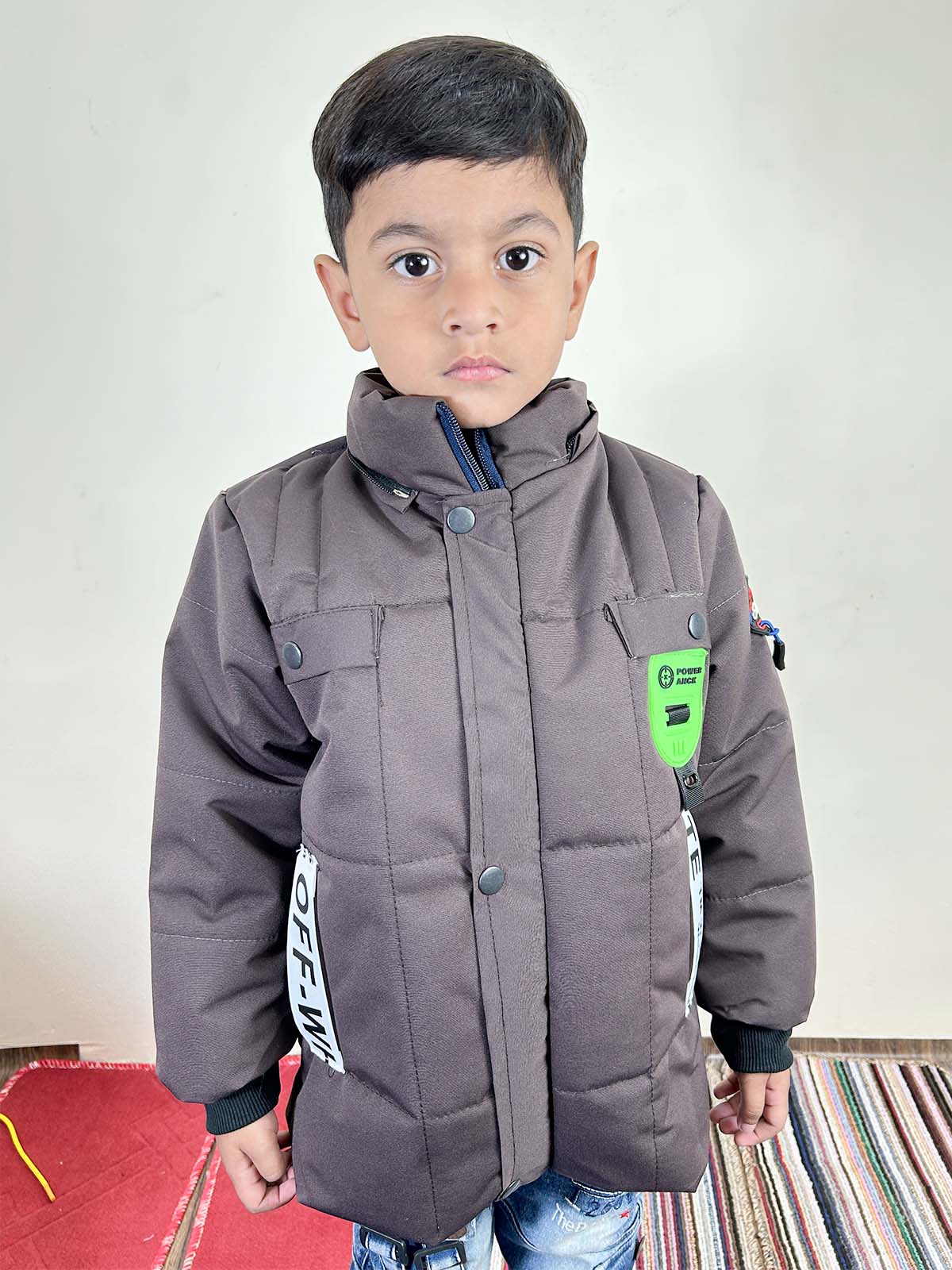 5Yrs - 10Yrs Brown Puffer Jacket For Kids KJ43