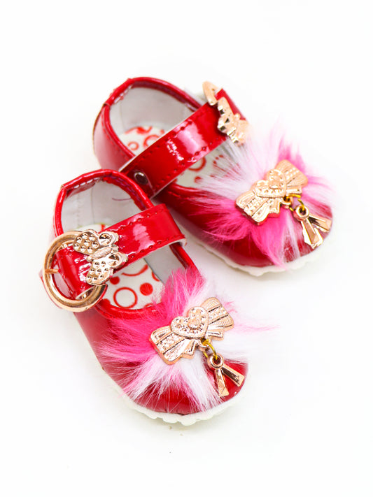 NBYB05 Baby Girl Crochet Bootie Shoes 01 Red