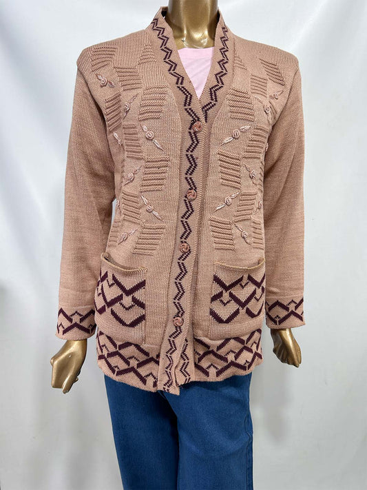 Mud Brown Full Sleeves Long Sweater For Women WSW44