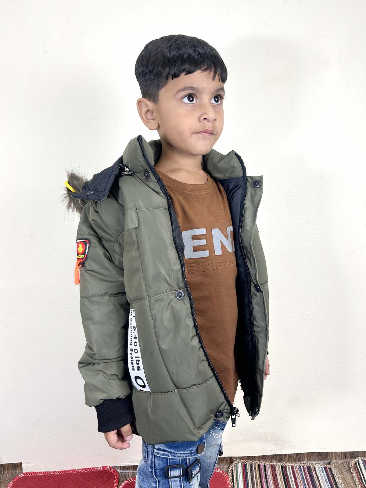 5Yrs - 10Yrs Green Puffer Jacket For Kids KJ44