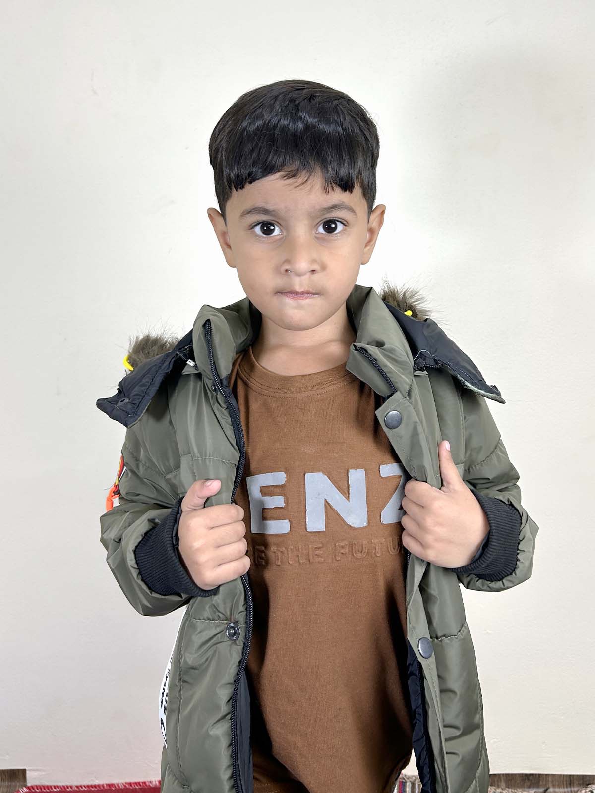 5Yrs - 10Yrs Green Puffer Jacket For Kids KJ44