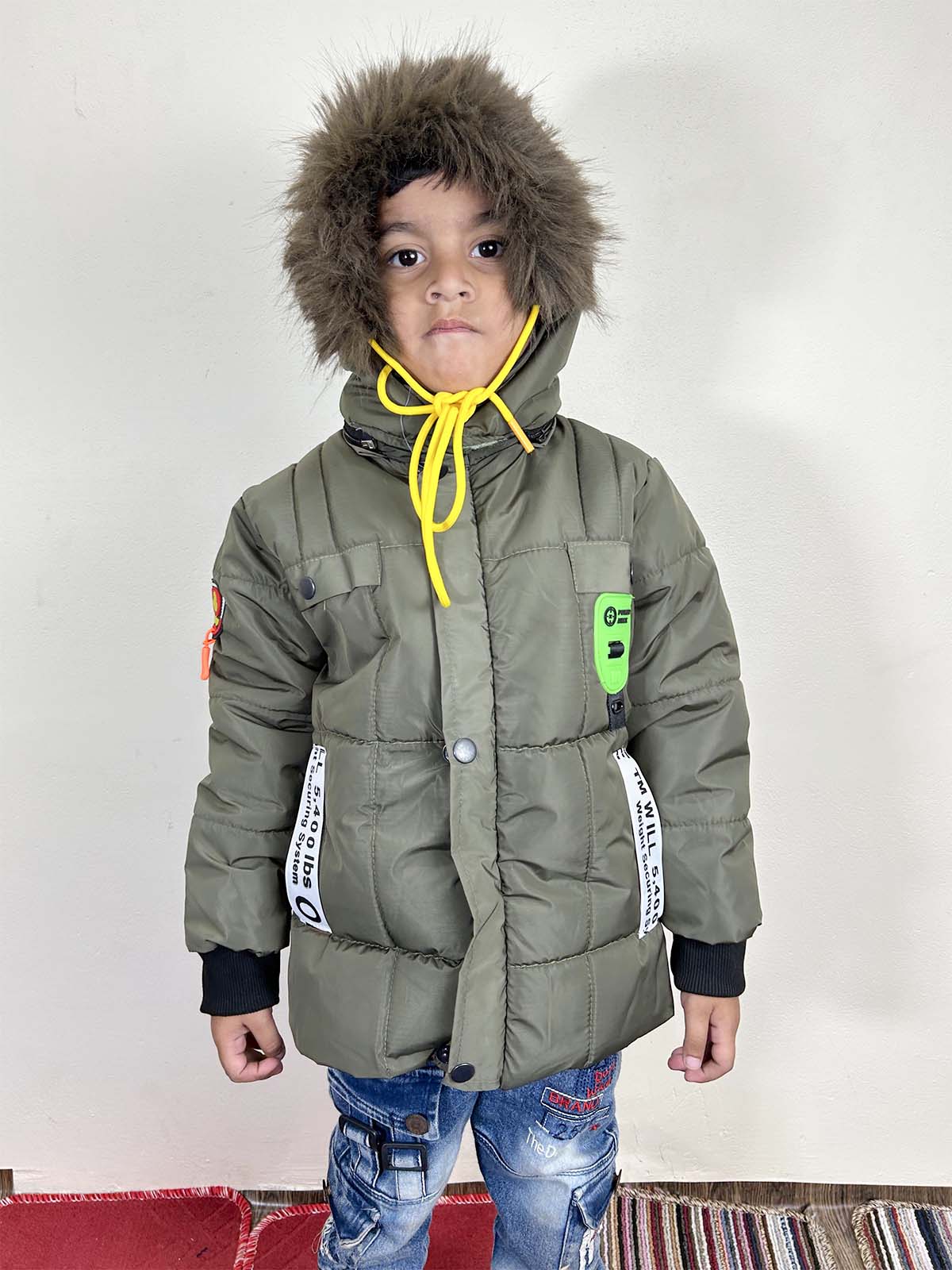 5Yrs - 10Yrs Green Puffer Jacket For Kids KJ44