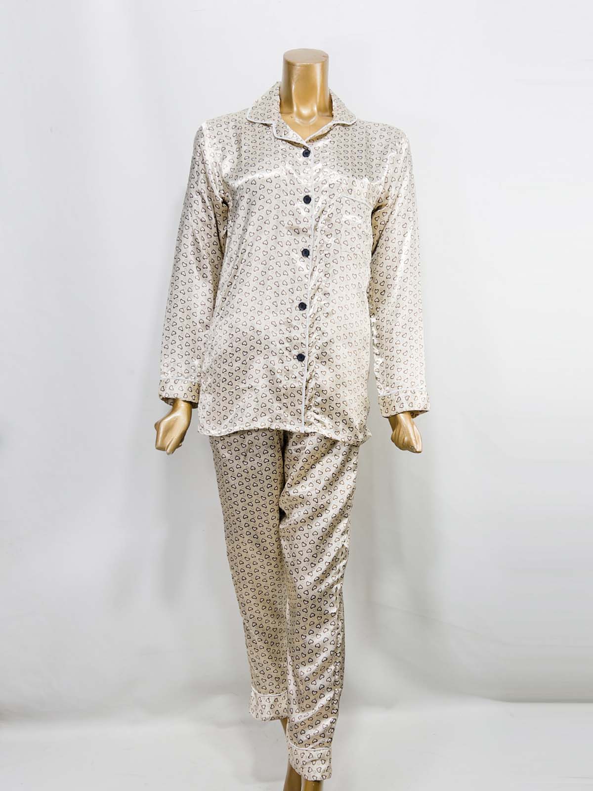 Beige Silk Night Suit For Womens/Girls WNS44