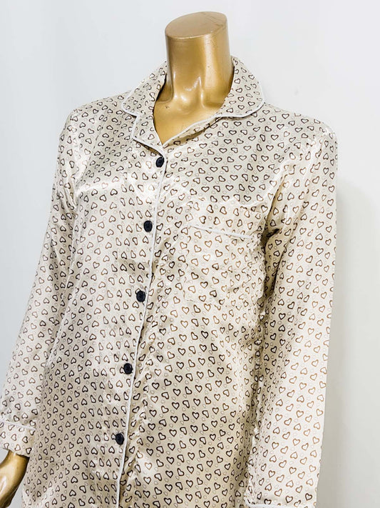 Beige Silk Night Suit For Womens/Girls WNS44
