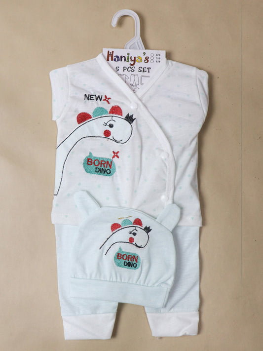 0Mth - 3Mth Dino Light Blue 5Pcs Gift Set For Newborn NBGS51