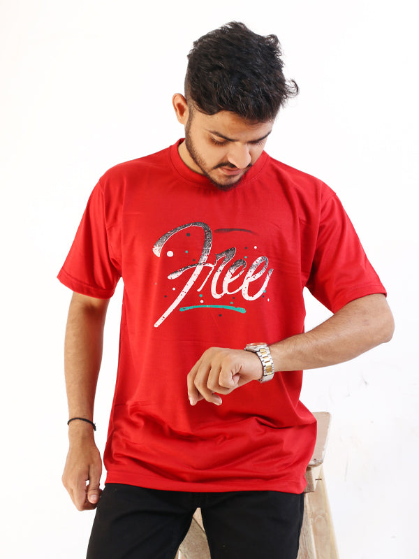 M Men's T-Shirt Free Red