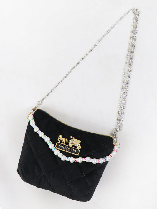Stylish Velvet Handbag For Women's COACH Black 15