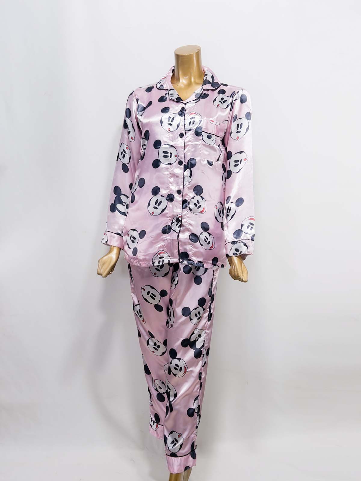 Pink Silk Night Suit For Womens/Girls WNS45