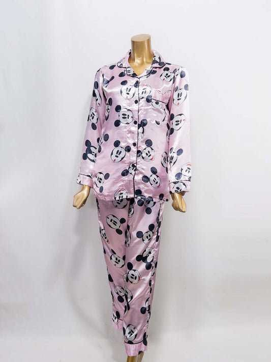Pink Silk Night Suit For Womens/Girls WNS45