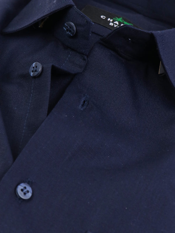 Z Men's Plain Chambray Formal Dress Shirt Navy Blue