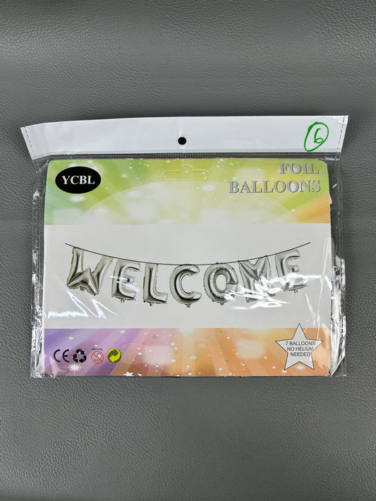 Pack Of 7Pcs Silver Welcome Baby Shower Balloons Set BP49