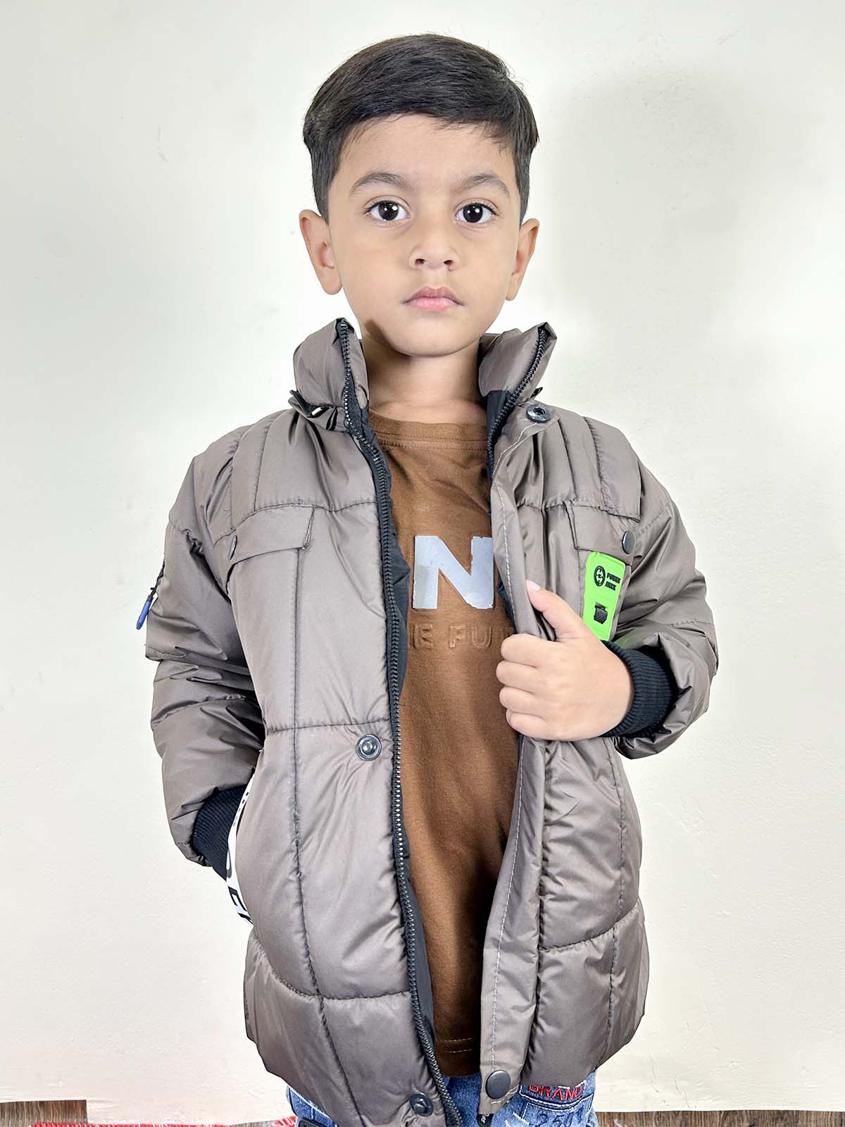 5Yrs - 10Yrs Light Brown Puffer Jacket For Kids KJ46