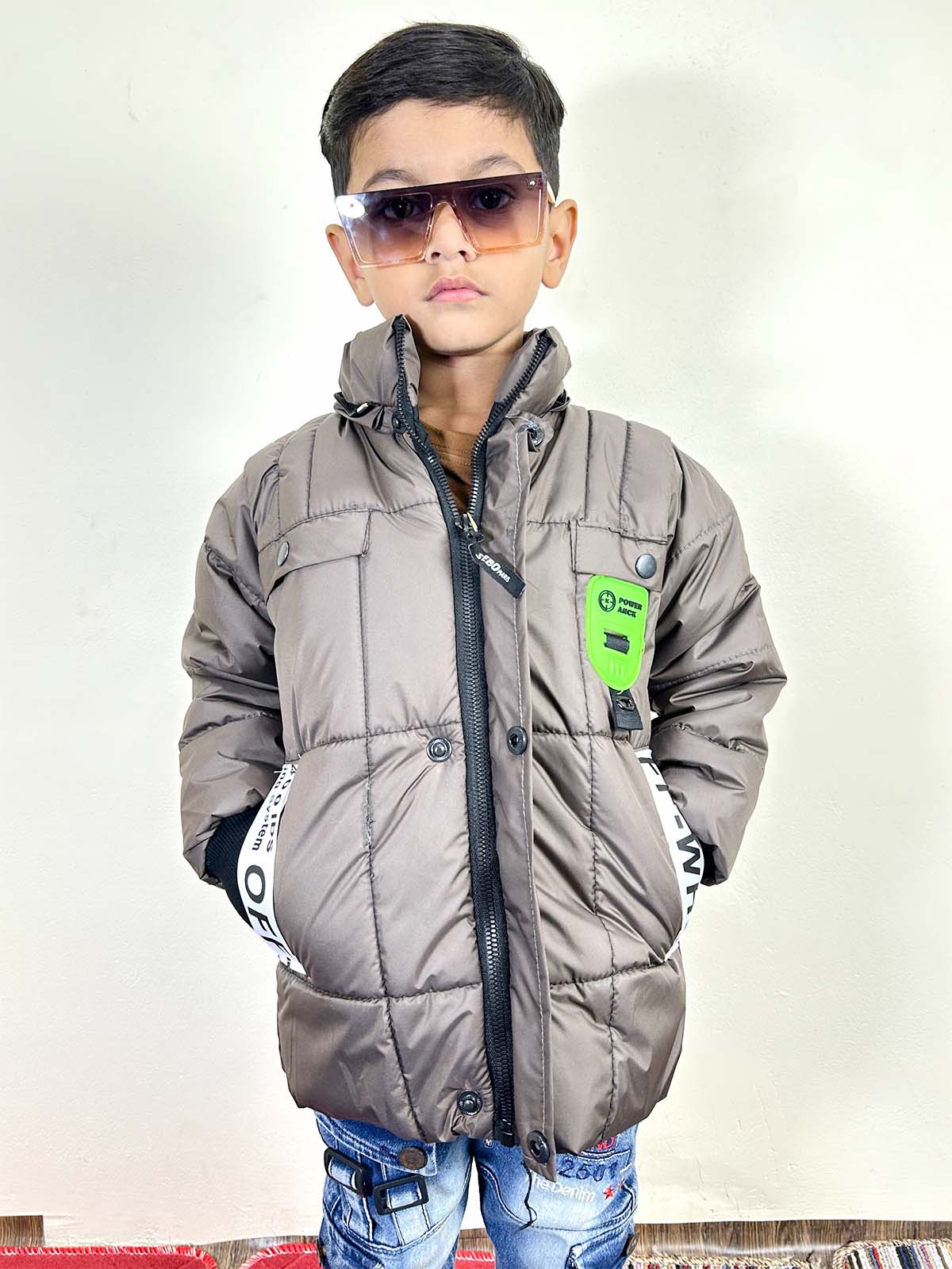 5Yrs - 10Yrs Light Brown Puffer Jacket For Kids KJ46