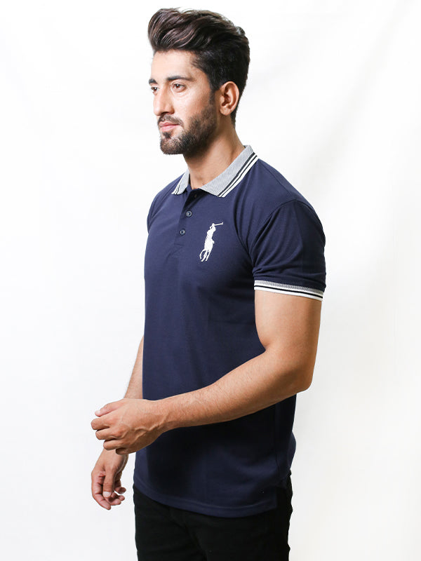 Men's Paddy Curved Polo T-Shirt Navy Blue