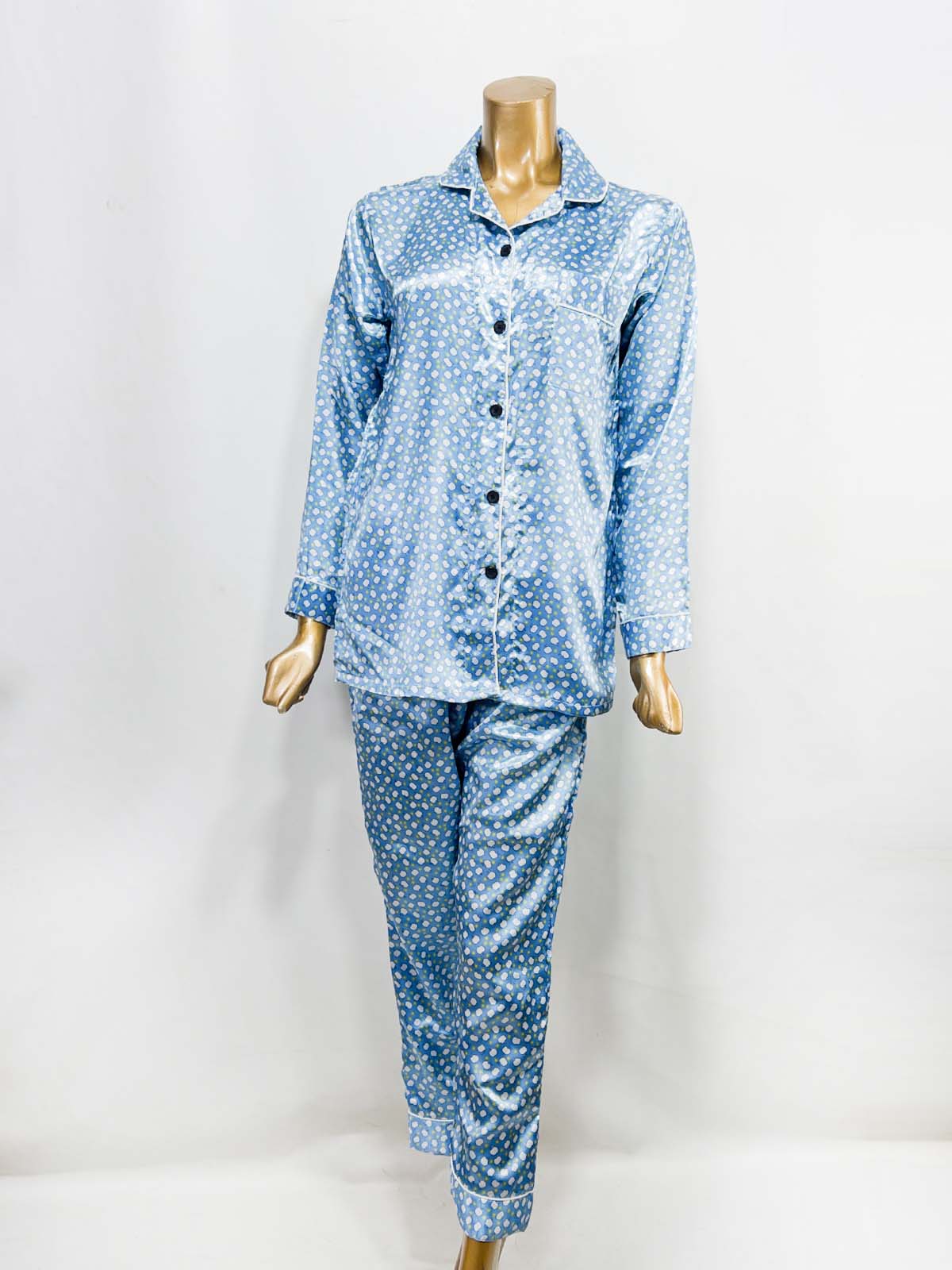 Blue Silk Night Suit For Womens/Girls WNS46
