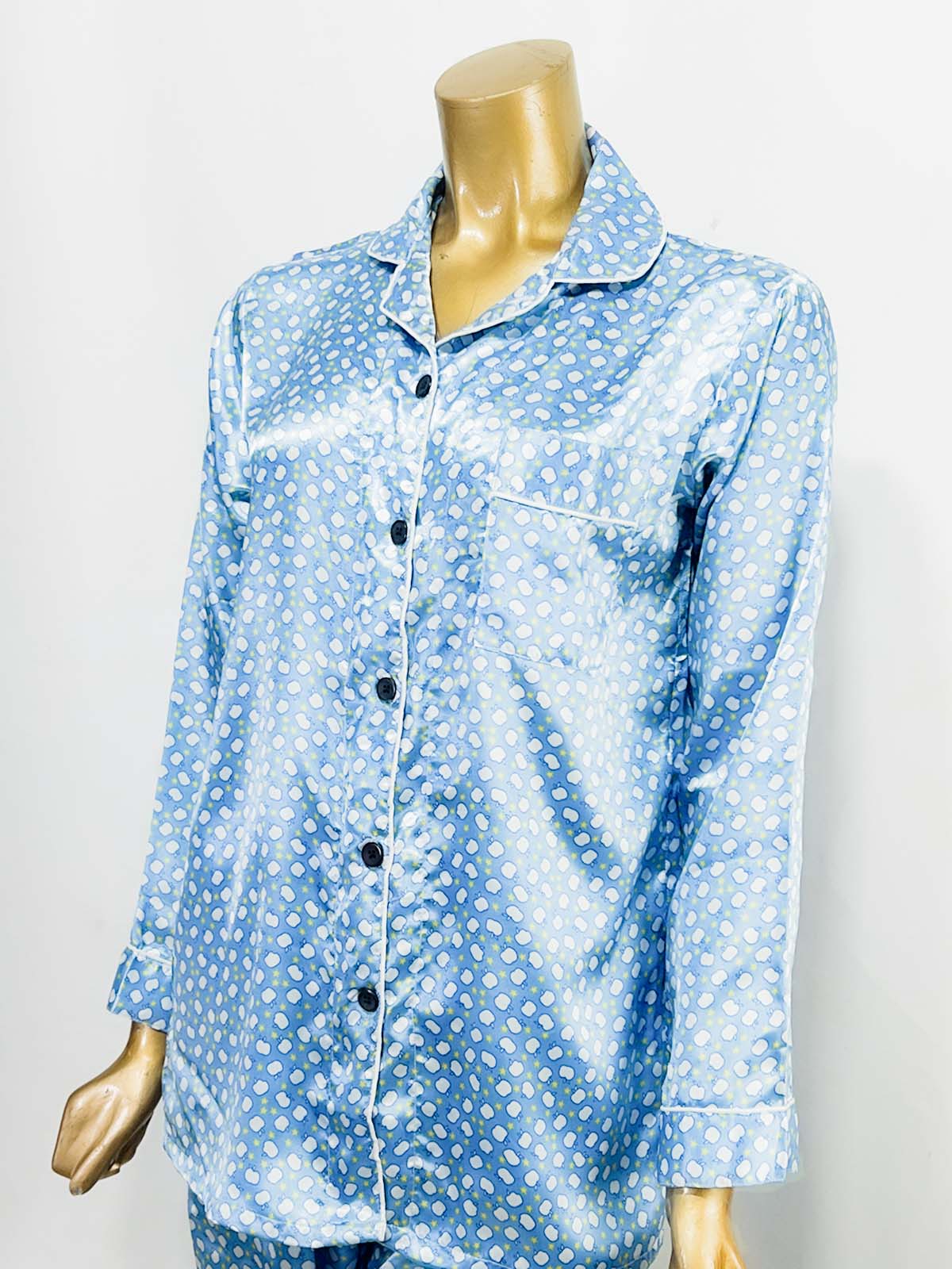 Blue Silk Night Suit For Womens/Girls WNS46