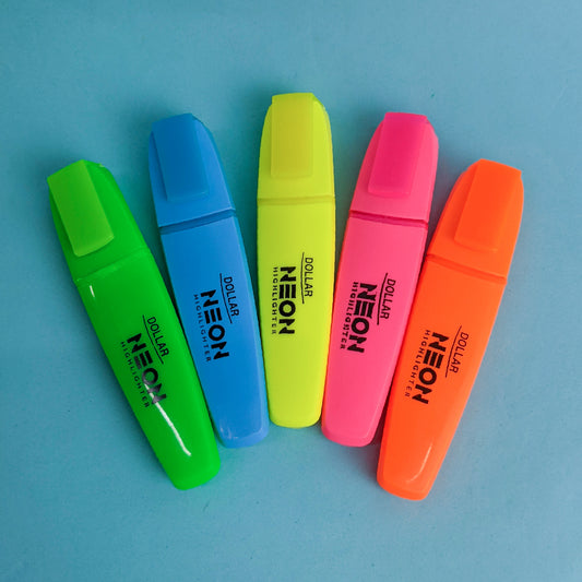 Pack Of 5 Dollar Neon Highlighter