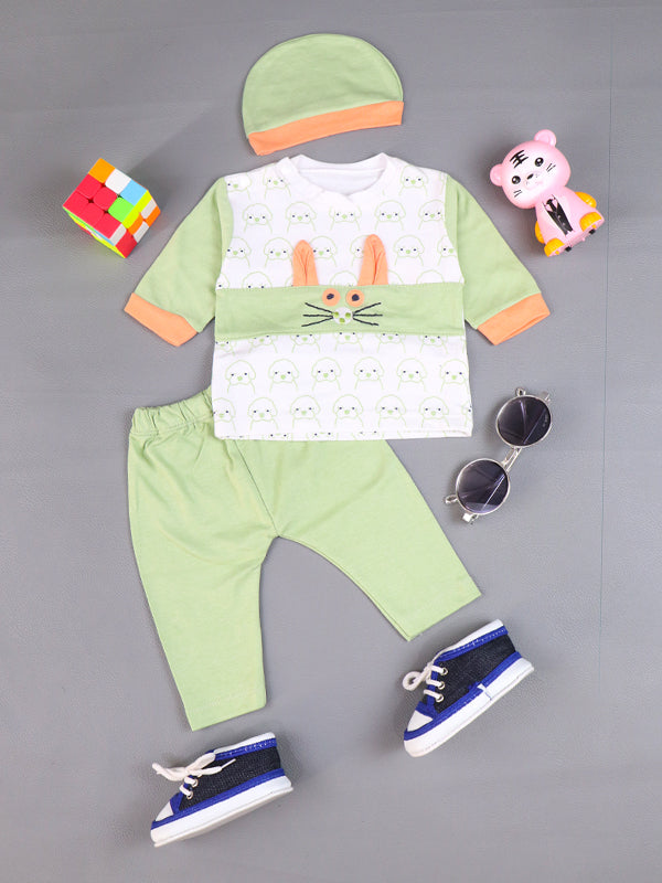 0Mth - 3Mth Pup Light Green Baba Suit For Newborns AJ NBS63