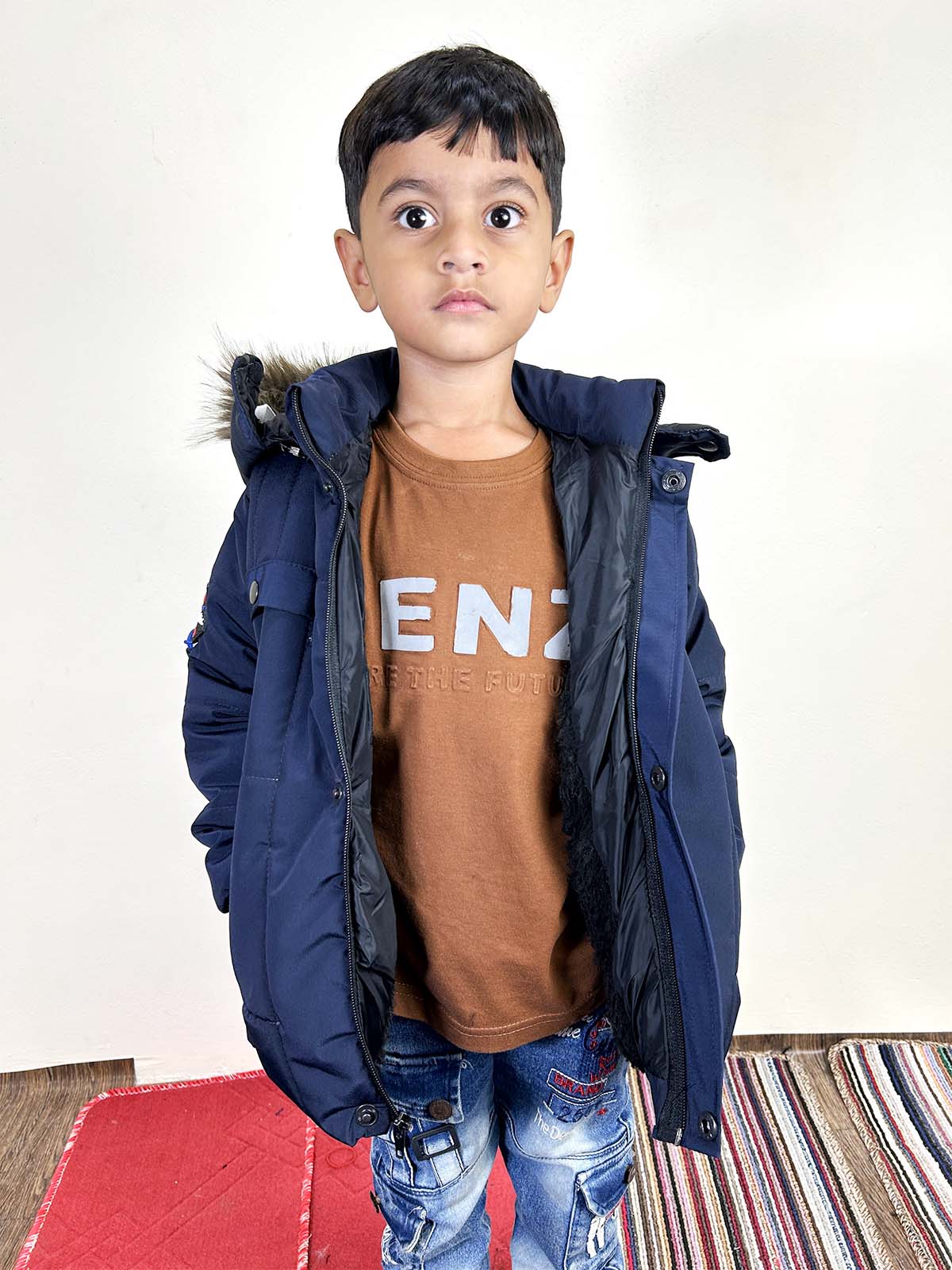 5Yrs - 10Yrs Blue Puffer Jacket For Kids KJ47