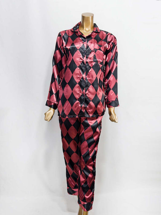 Maroon Silk Night Suit For Womens/Girls WNS47