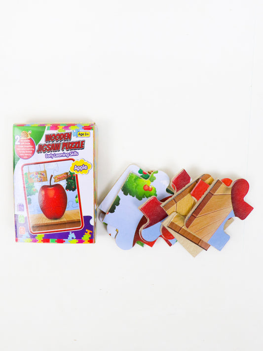 2 in 1 Wooden Jigsaw Puzzle Cow + Apple