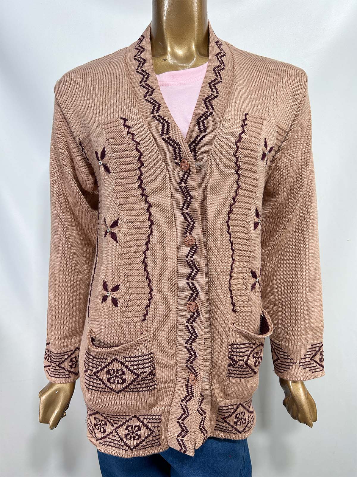Mud Brown Full Sleeves Long Sweater For Women WSW48