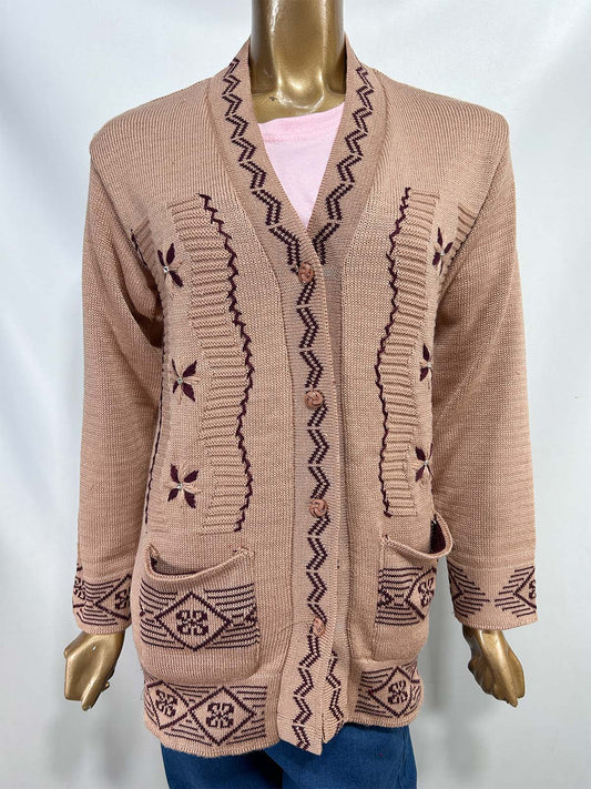Mud Brown Full Sleeves Long Sweater For Women WSW48