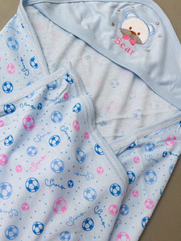 Light Blue Bear Wrapping Sheet For Newborn NWS06