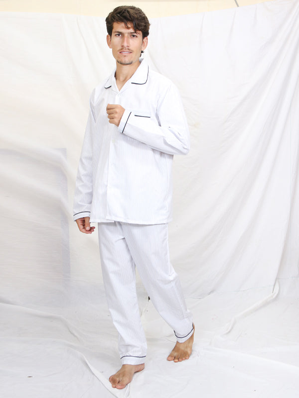 AN Men's Night Suit White BB Stripes