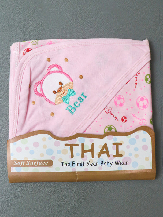 Light Pink Bear Wrapping Sheet For Newborn NWS06