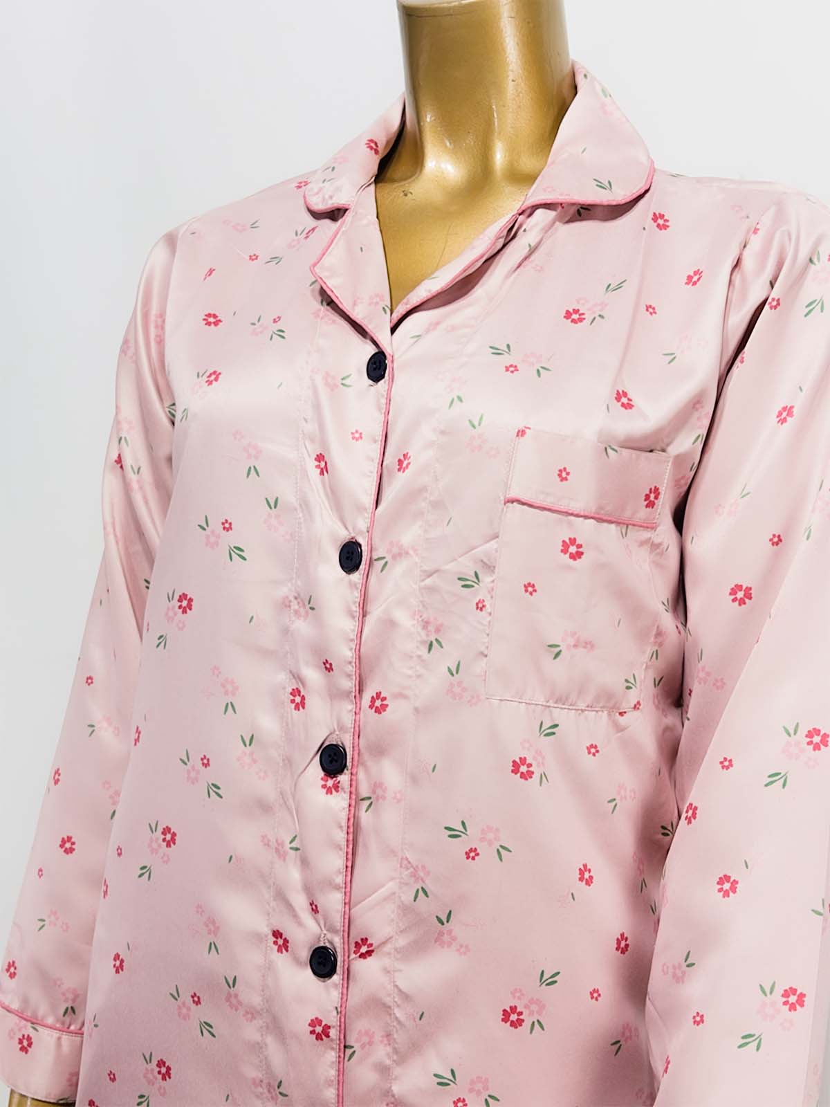 Pink Silk Night Suit For Womens/Girls WNS49