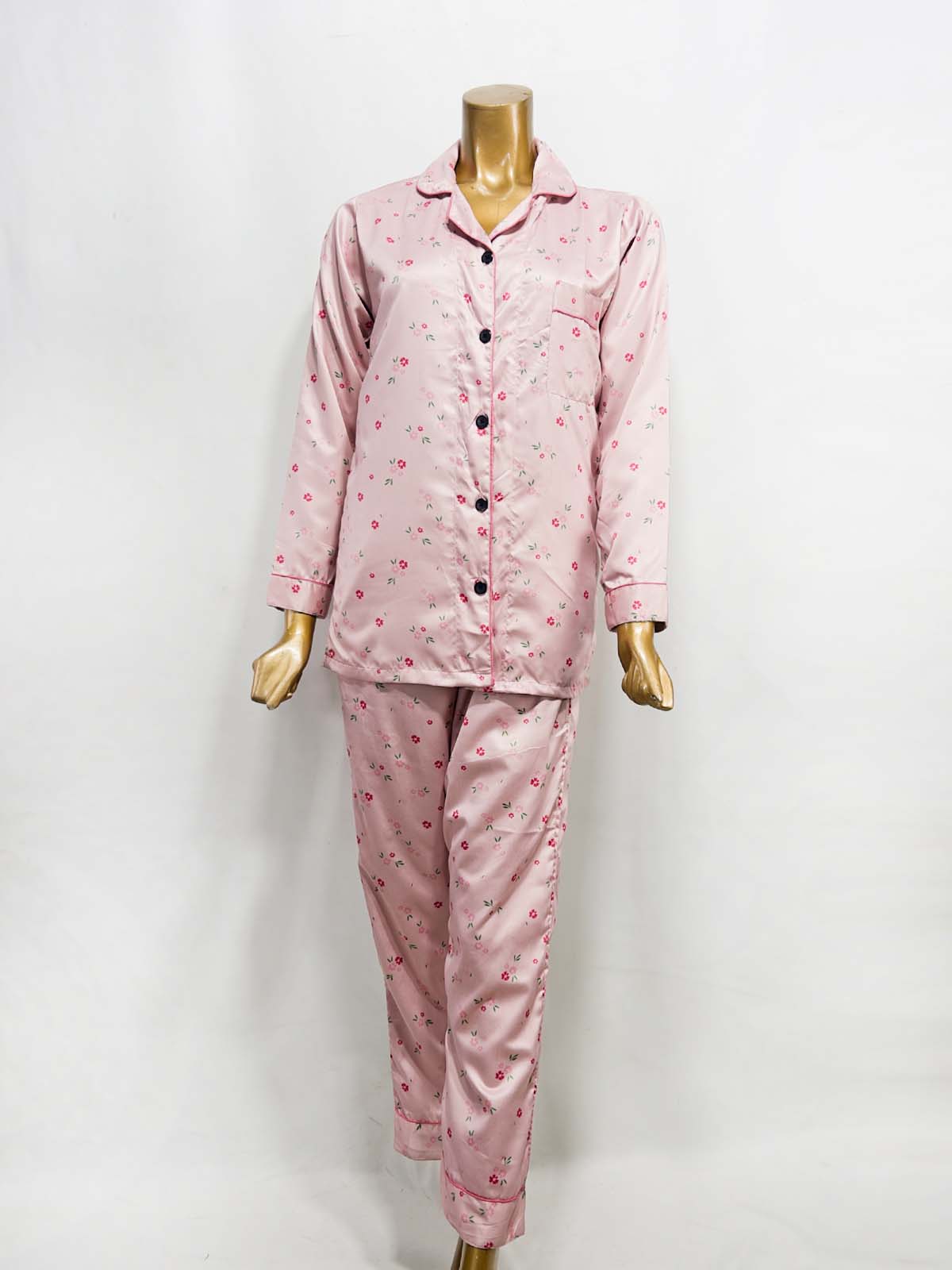 Pink Silk Night Suit For Womens/Girls WNS49