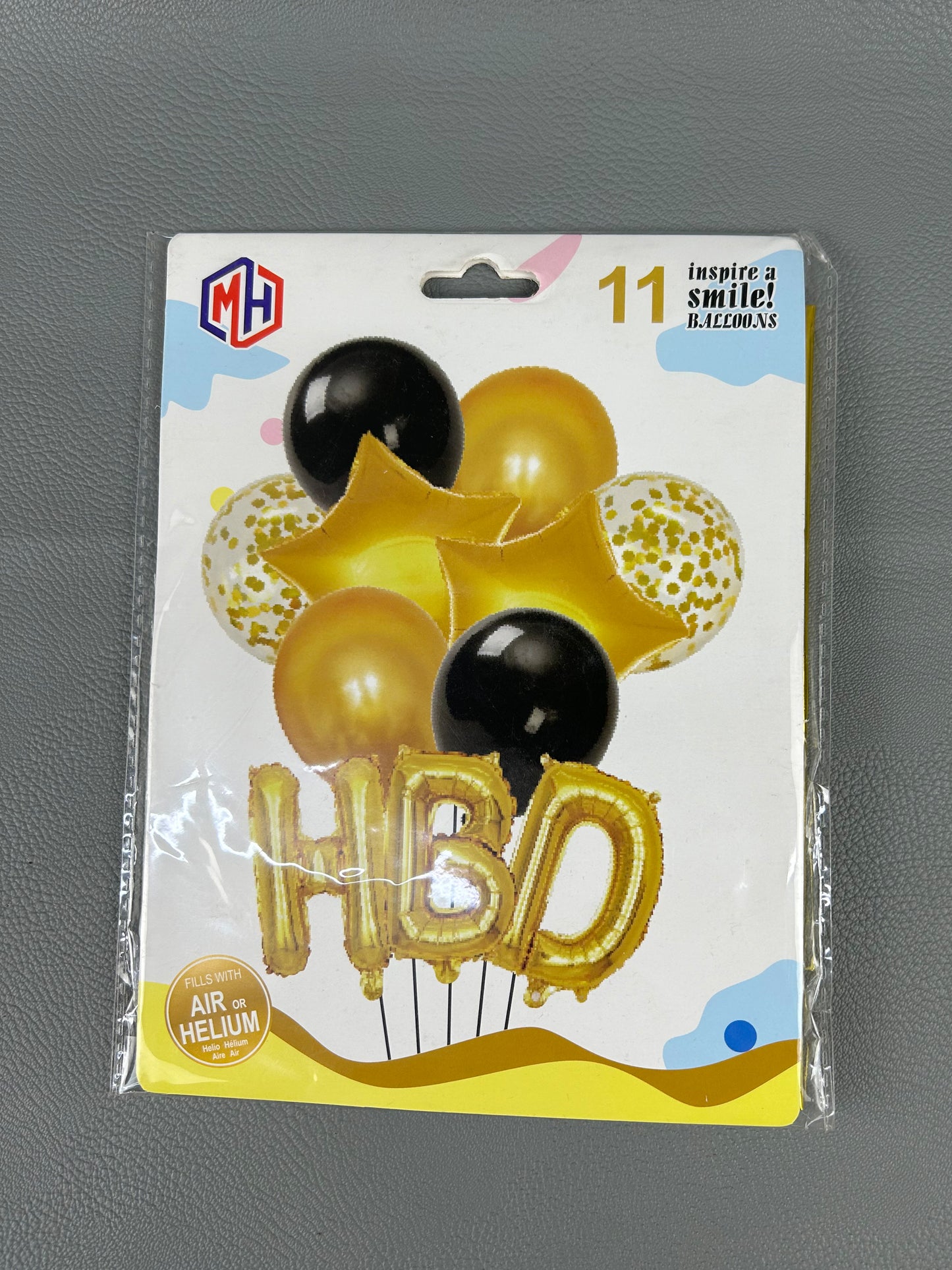 Pack Of 11Pcs Golden & Black Happy Birthday Theme Party Balloons Set BP65