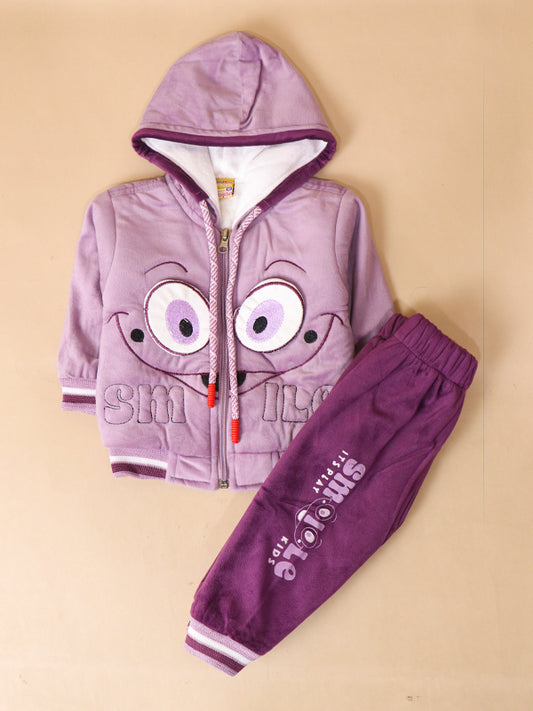 3Mth - 9Mth Smile Light Purple Hooded Baba Suit For Newborns AJ NBS139